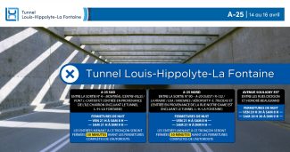 Tunnel Louis-Hippolyte-La Fontaine fermeture 14 au 16 avril 2023
